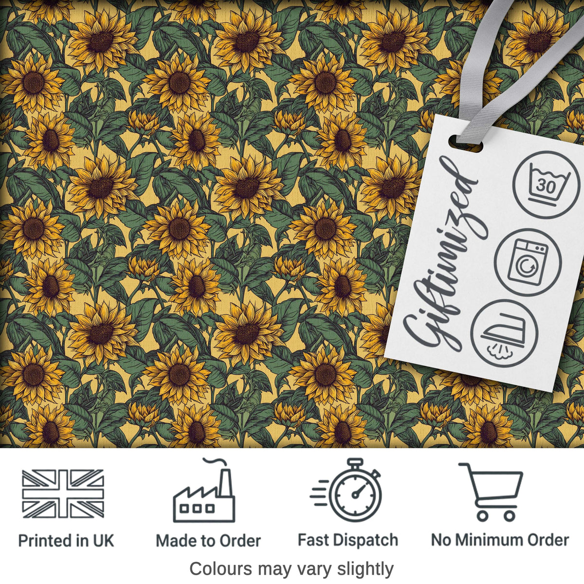 Yellow Sunflower Floral Seamless Pattern Classic Botanical Garden Design Digital Print Fabric by the Metre UK Sewing Quilting Textile