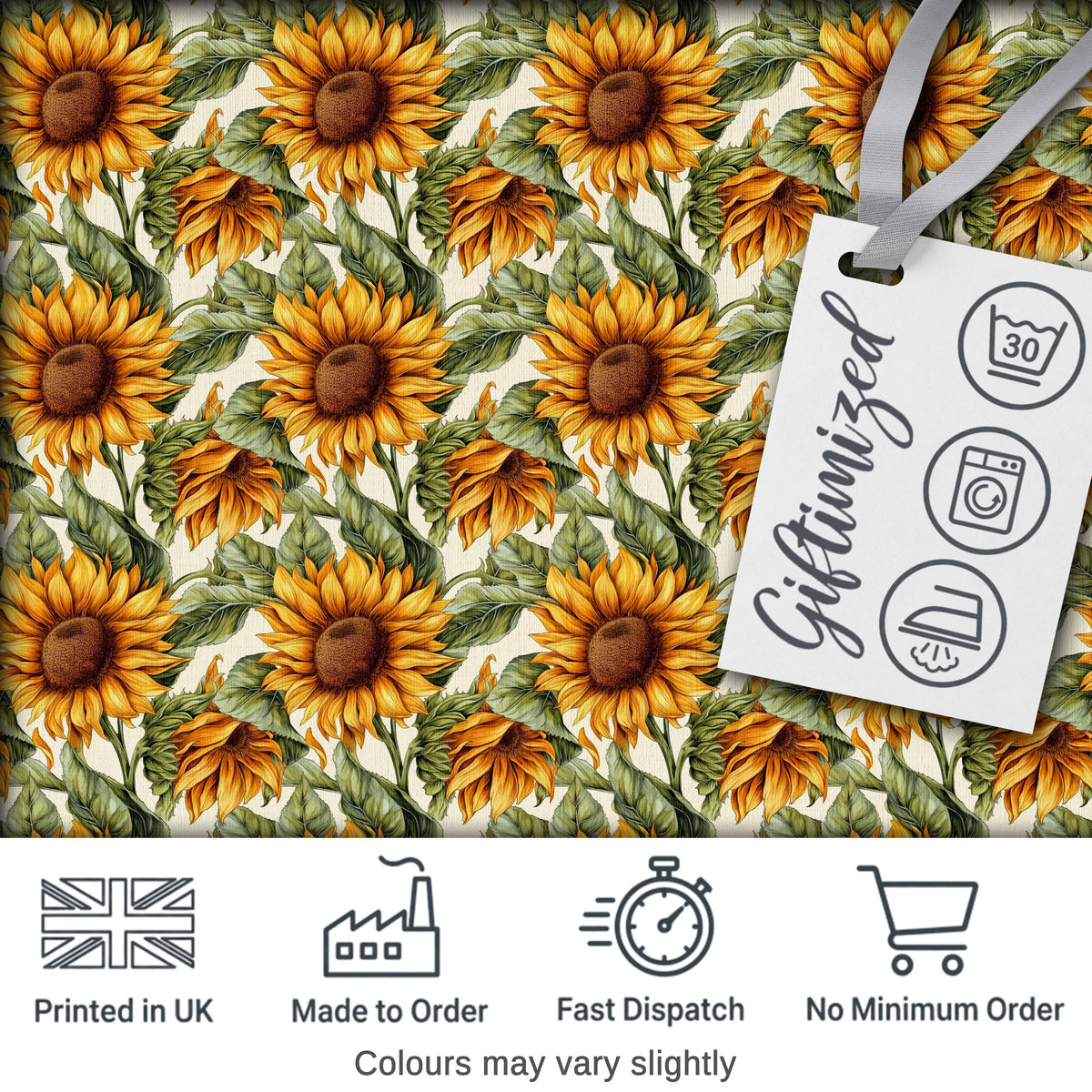 Realistic Sunflower Floral Seamless Pattern Detailed Botanical Garden Design Digital Print Fabric by the Metre UK Sewing Quilting Textile