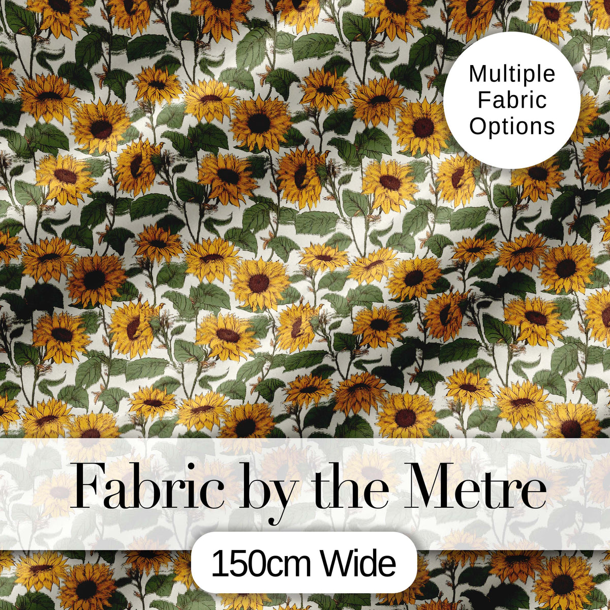 Classic Sunflower Floral Seamless Pattern Natural Botanical Garden Design Digital Print Fabric by the Metre UK Sewing Quilting Textile