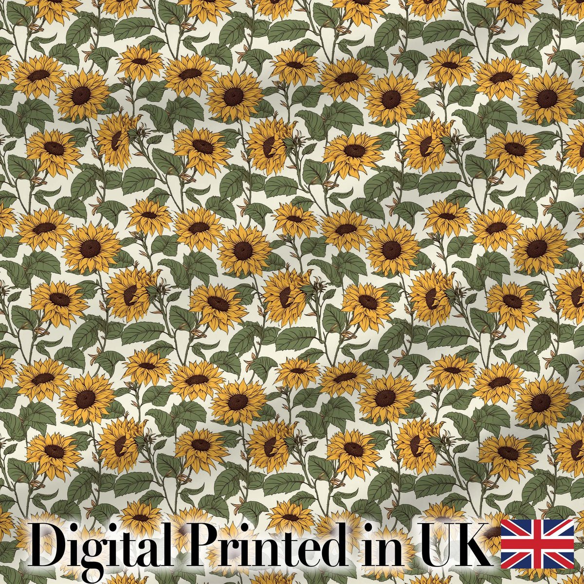 Classic Sunflower Floral Seamless Pattern Natural Botanical Garden Design Digital Print Fabric by the Metre UK Sewing Quilting Textile