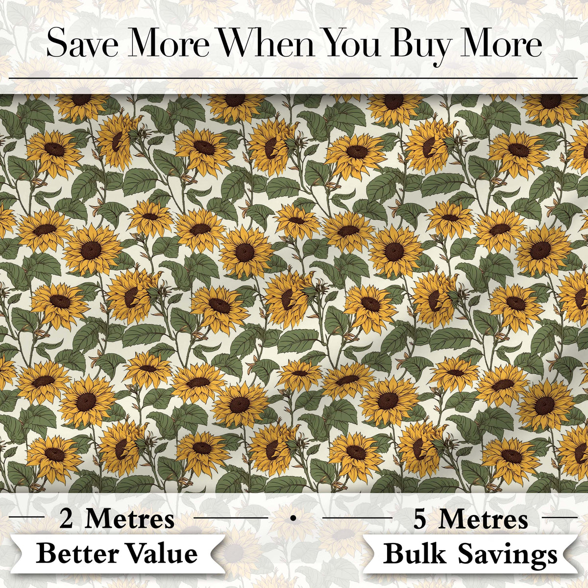 Classic Sunflower Floral Seamless Pattern Natural Botanical Garden Design Digital Print Fabric by the Metre UK Sewing Quilting Textile