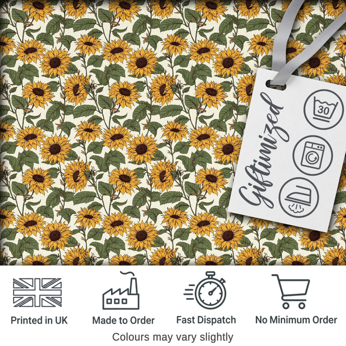 Classic Sunflower Floral Seamless Pattern Natural Botanical Garden Design Digital Print Fabric by the Metre UK Sewing Quilting Textile