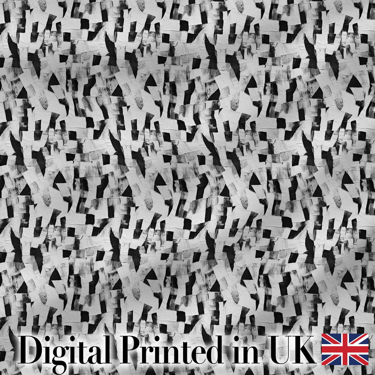 Abstract Black White Textured Brushstroke Pattern Seamless Digital Print Fabric by the Metre UK Sewing Quilting Textile