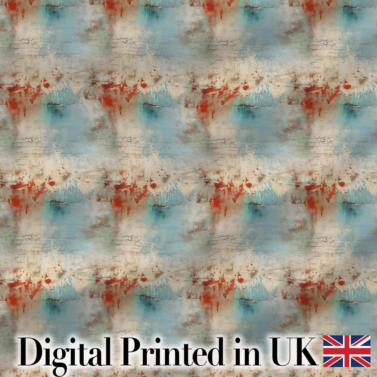 Abstract Grunge Texture with Red and Blue Tones Seamless Digital Print Fabric by the Metre UK Sewing Quilting Textile