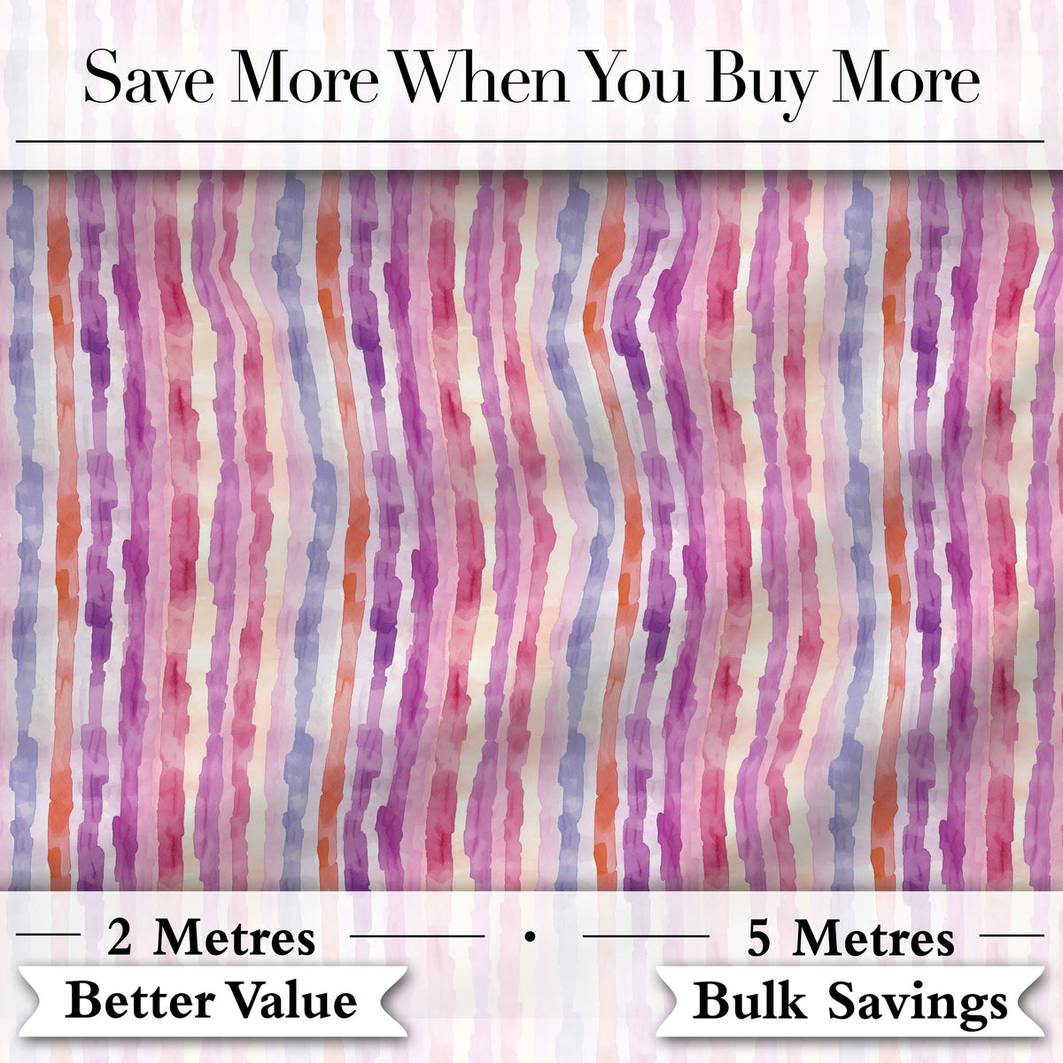 Soft Watercolor Vertical Stripes in Pink Purple Seamless Digital Print Fabric by the Metre UK Sewing Quilting Textile