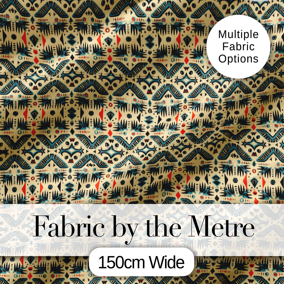 Geometric Ethnic Tribal Pattern in Neutral Tones Seamless Digital Print Fabric by the Metre UK Sewing Quilting Textile