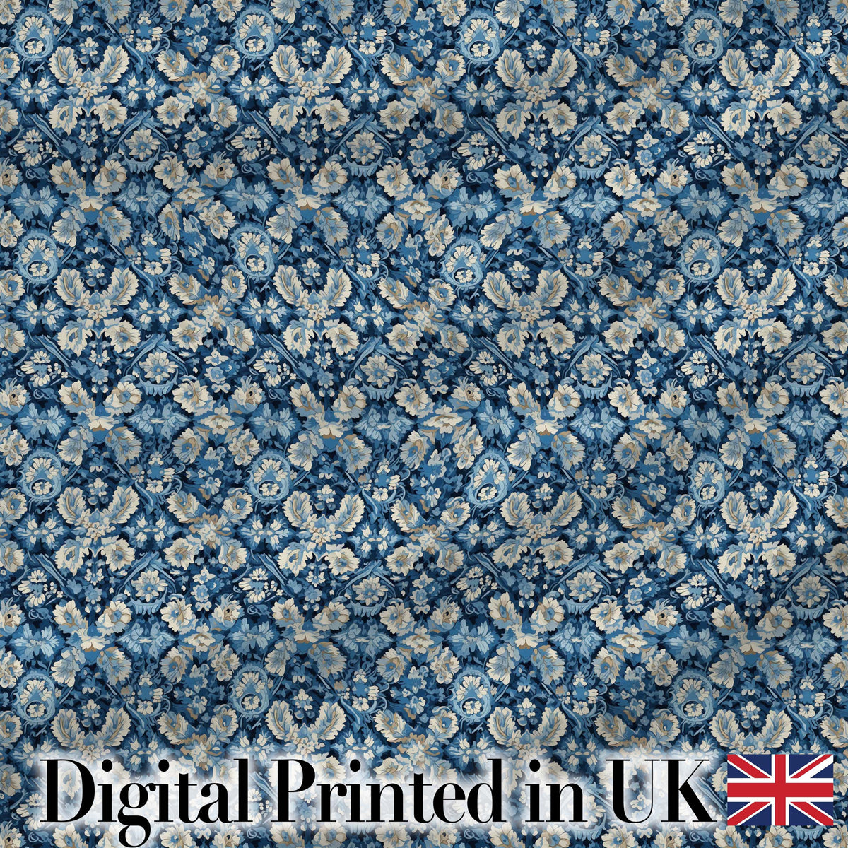 Vintage Ethnic Ikat Diamond Pattern in Blue Seamless Digital Print Fabric by the Metre UK Sewing Quilting Textile