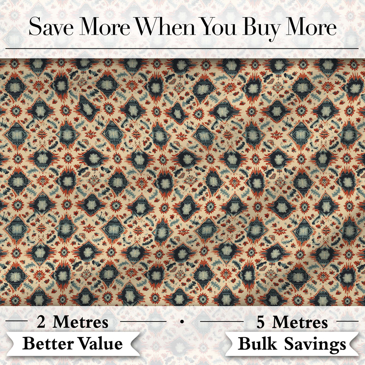 Traditional Tribal Geometric Pattern in Earthy Tones Seamless Digital Print Fabric by the Metre UK Sewing Quilting Textile