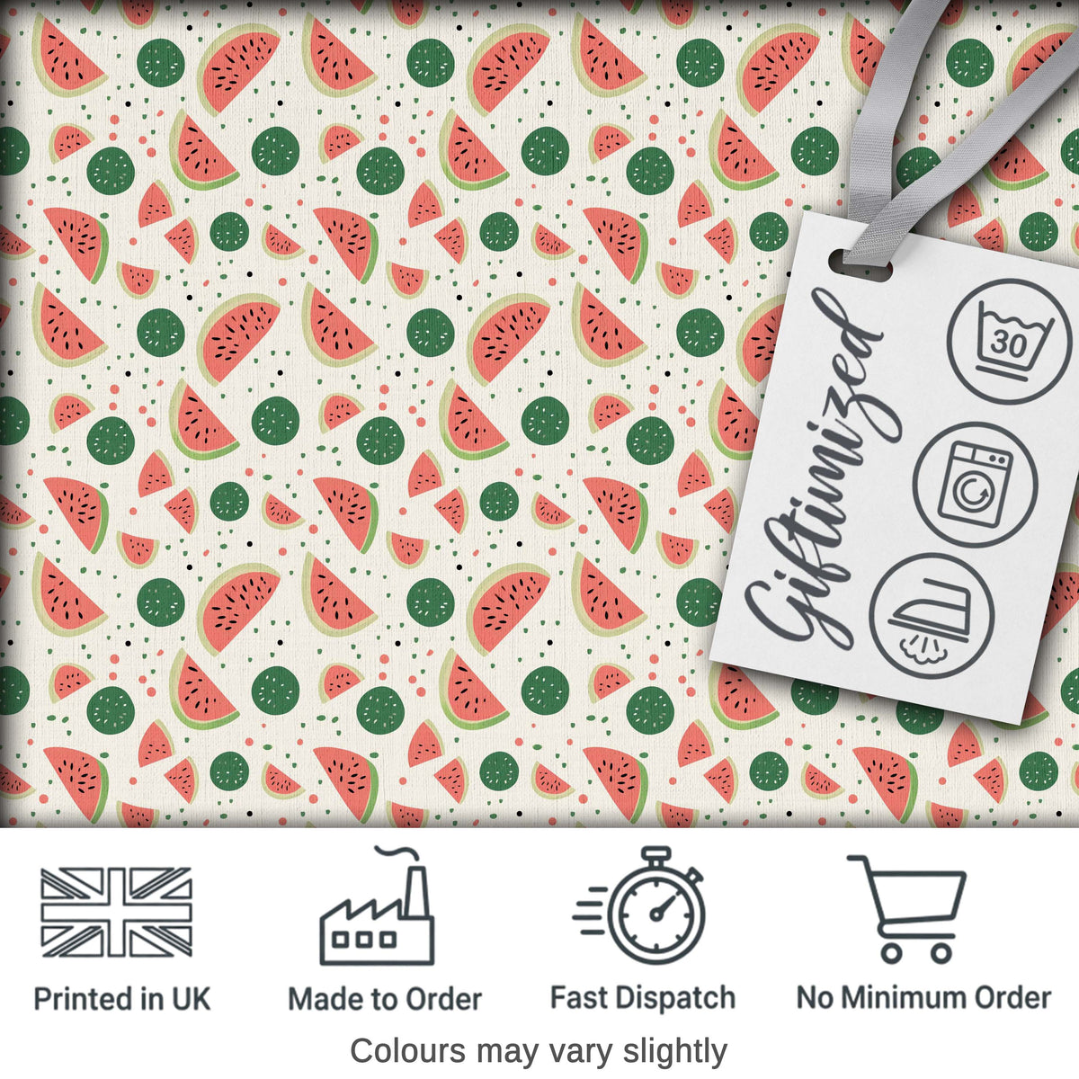 Playful Watermelon Fruit Summer Seamless Pattern Digital Print Fabric by the Metre UK Sewing Quilting Textile