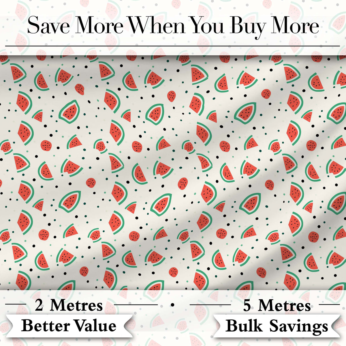 Cute Small Watermelon Slice Dots Seamless Pattern Digital Print Fabric by the Metre UK Sewing Quilting Textile