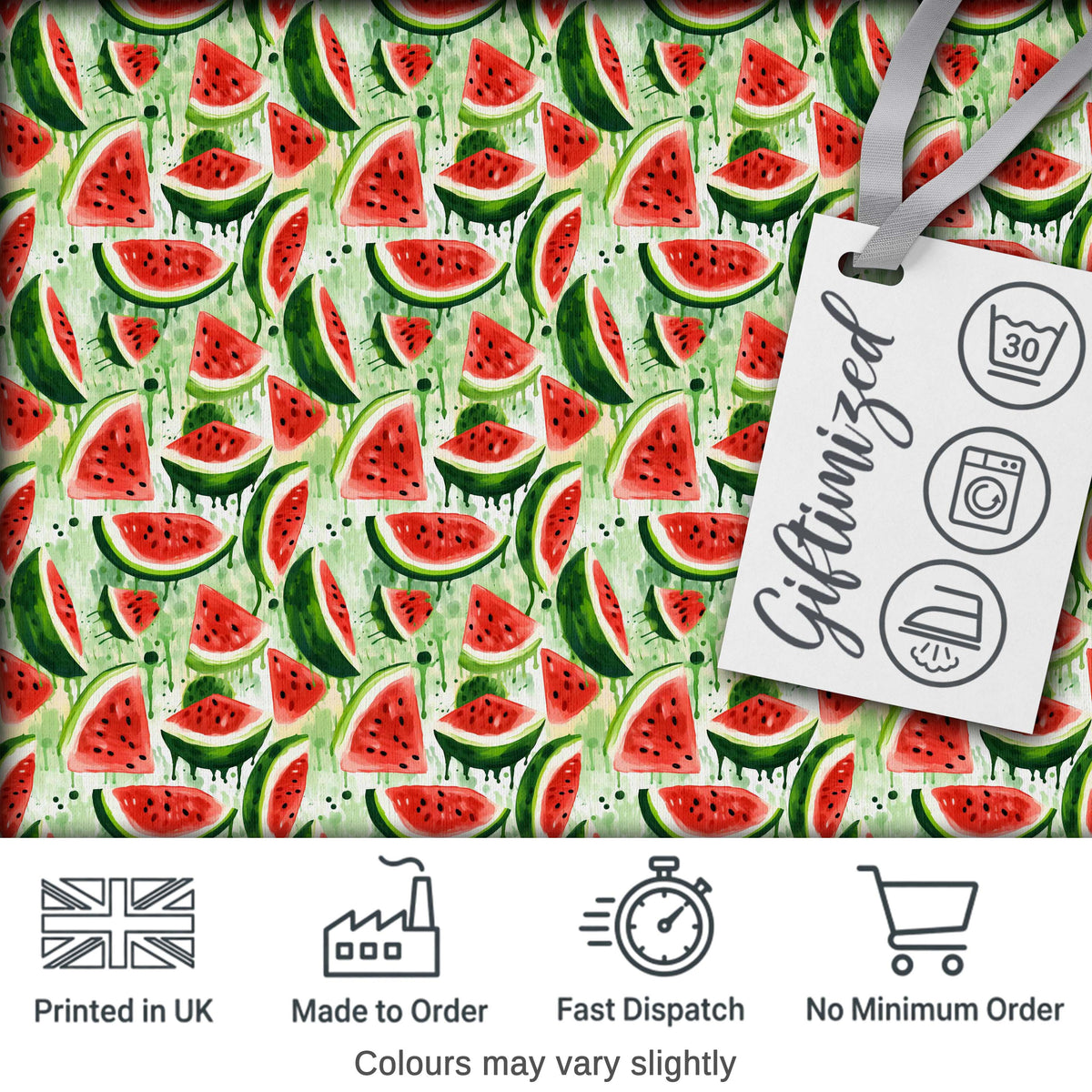 Artistic Watermelon Slice Splash Seamless Pattern Digital Print Fabric by the Metre UK Sewing Quilting Textile