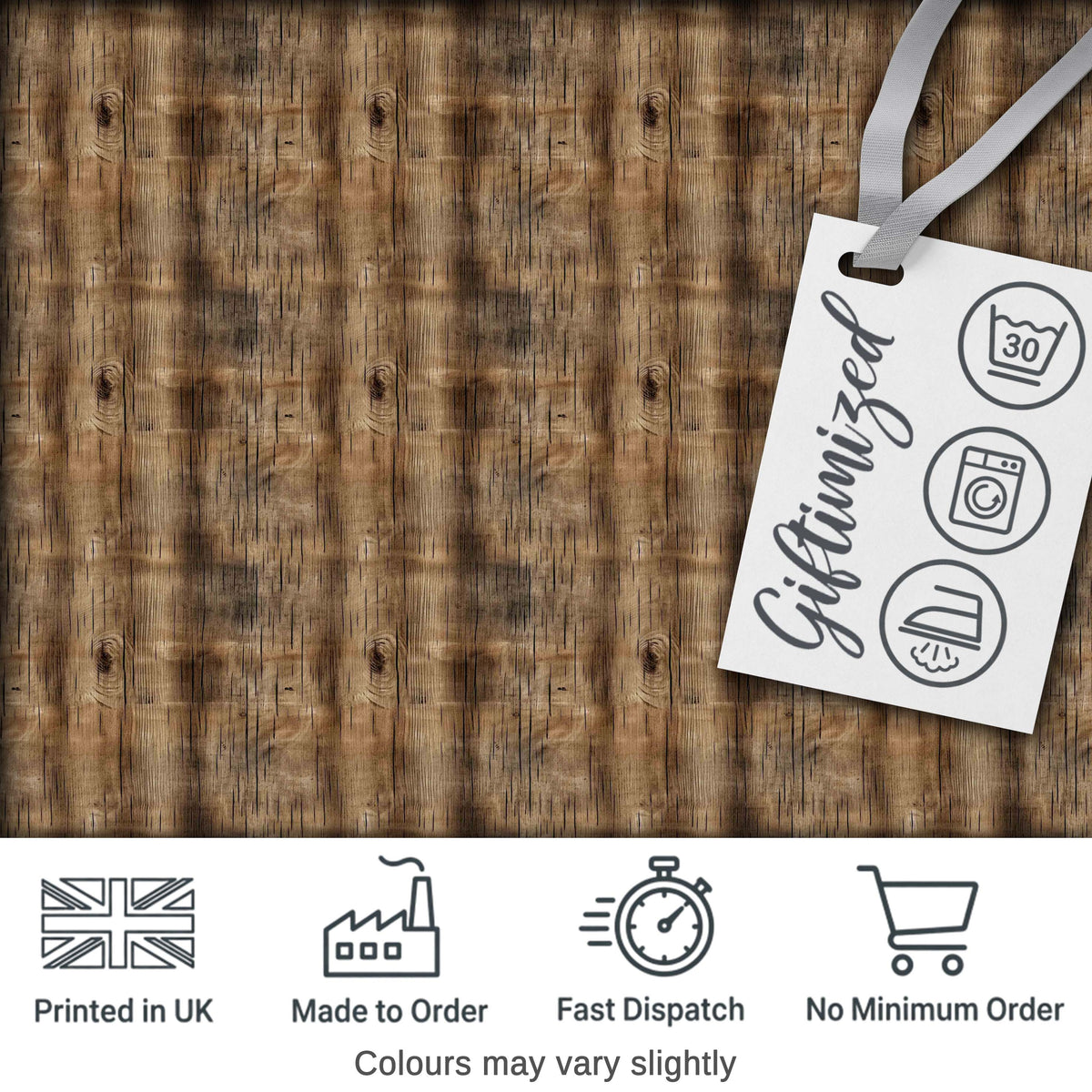 Dark Rustic Wooden Plank Texture Seamless Pattern Digital Print Fabric by the Metre UK Sewing Quilting Textile