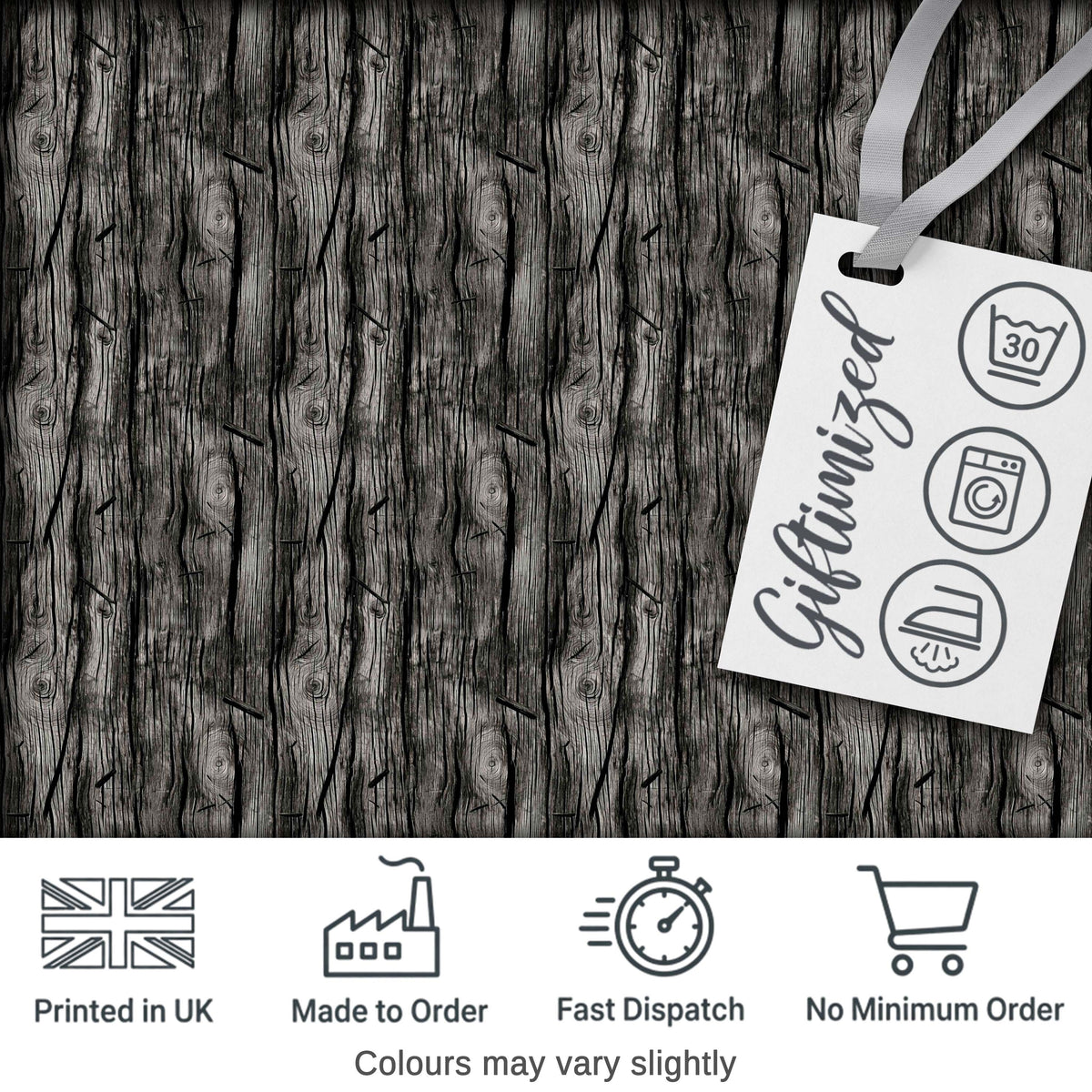 Dark Weathered Wooden Planks Rustic Seamless Pattern Digital Print Fabric by the Metre UK Sewing Quilting Textile