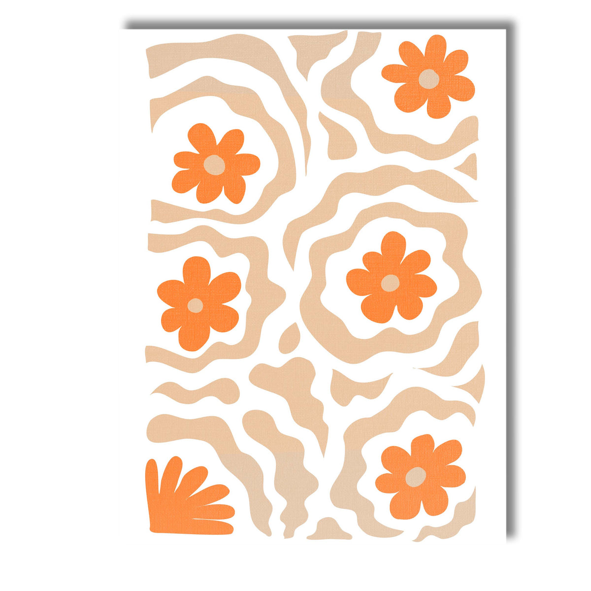 Abstract Orange Floral Cut Paper Collage Pattern Canvas Wall Art Print Decor Picture Ready to Hang
