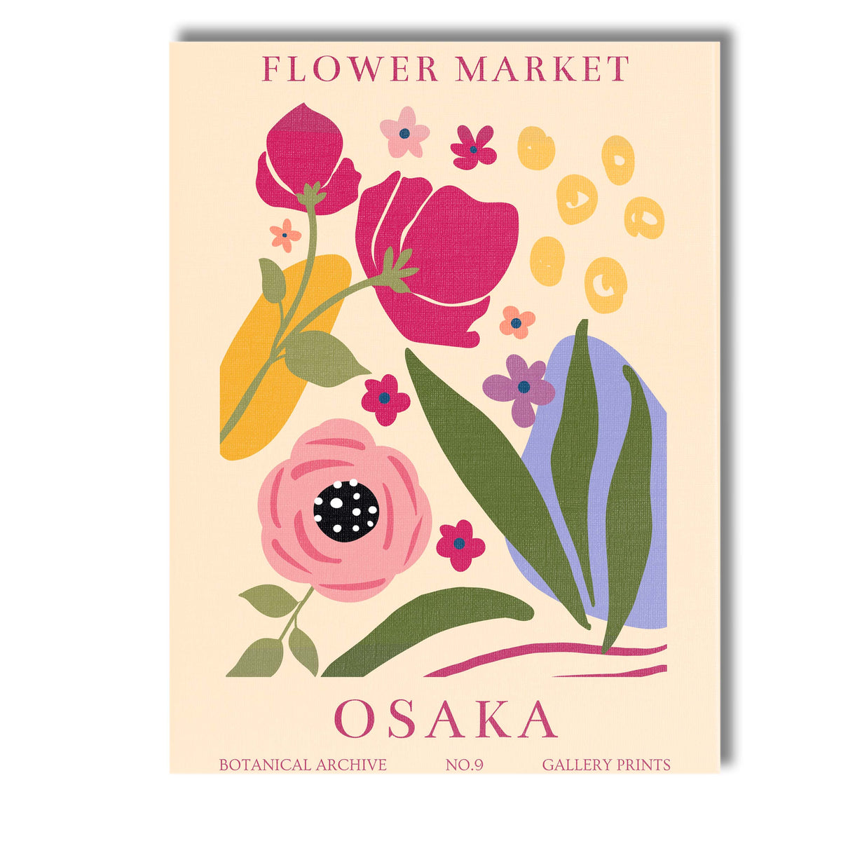 Osaka Botanical Archive Floral Market Poster Mid Century Modern Artwork Canvas Wall Art Print Decor Picture Ready to Hang