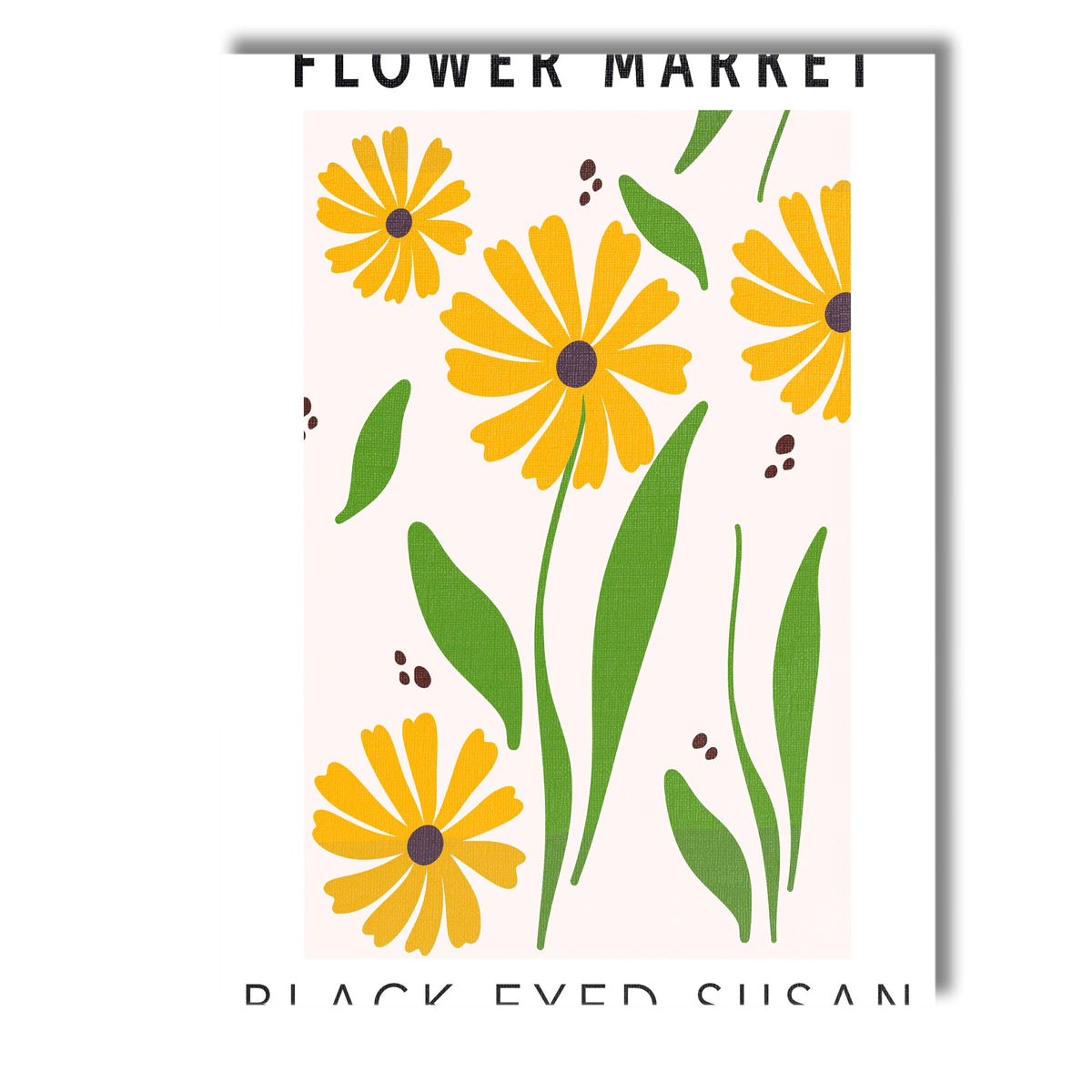 Yellow Black Eyed Susan Wildflower Botanical Illustration Canvas Wall Art Print Decor Picture Ready to Hang