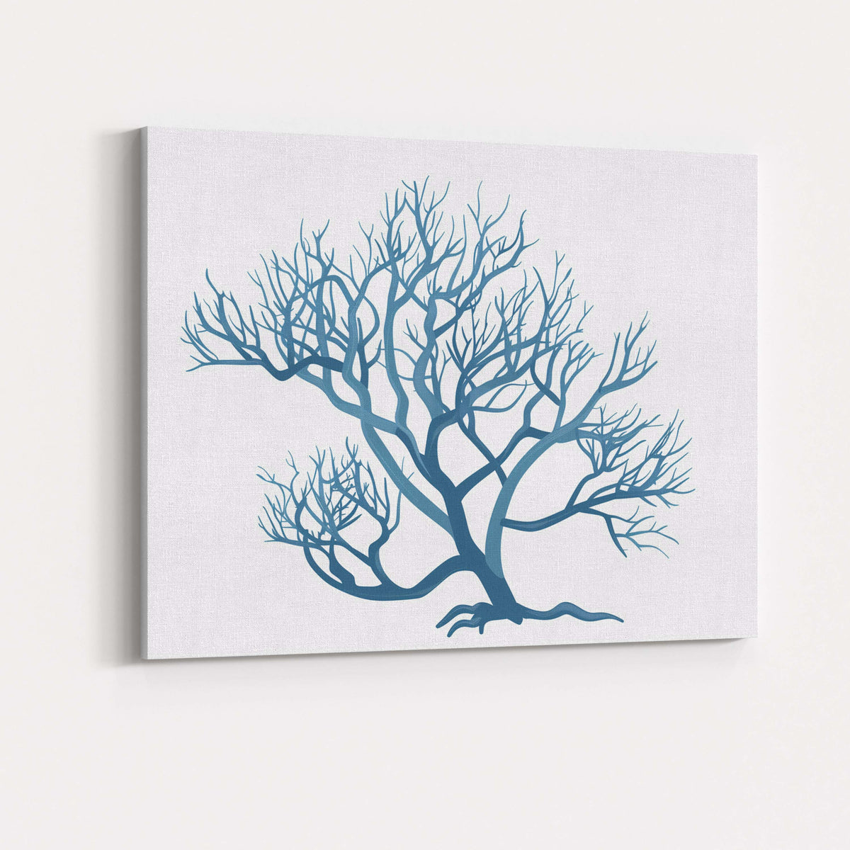 Blue Bare Tree Silhouette Abstract Nature Illustration Canvas Wall Art Print Decor Picture Ready to Hang