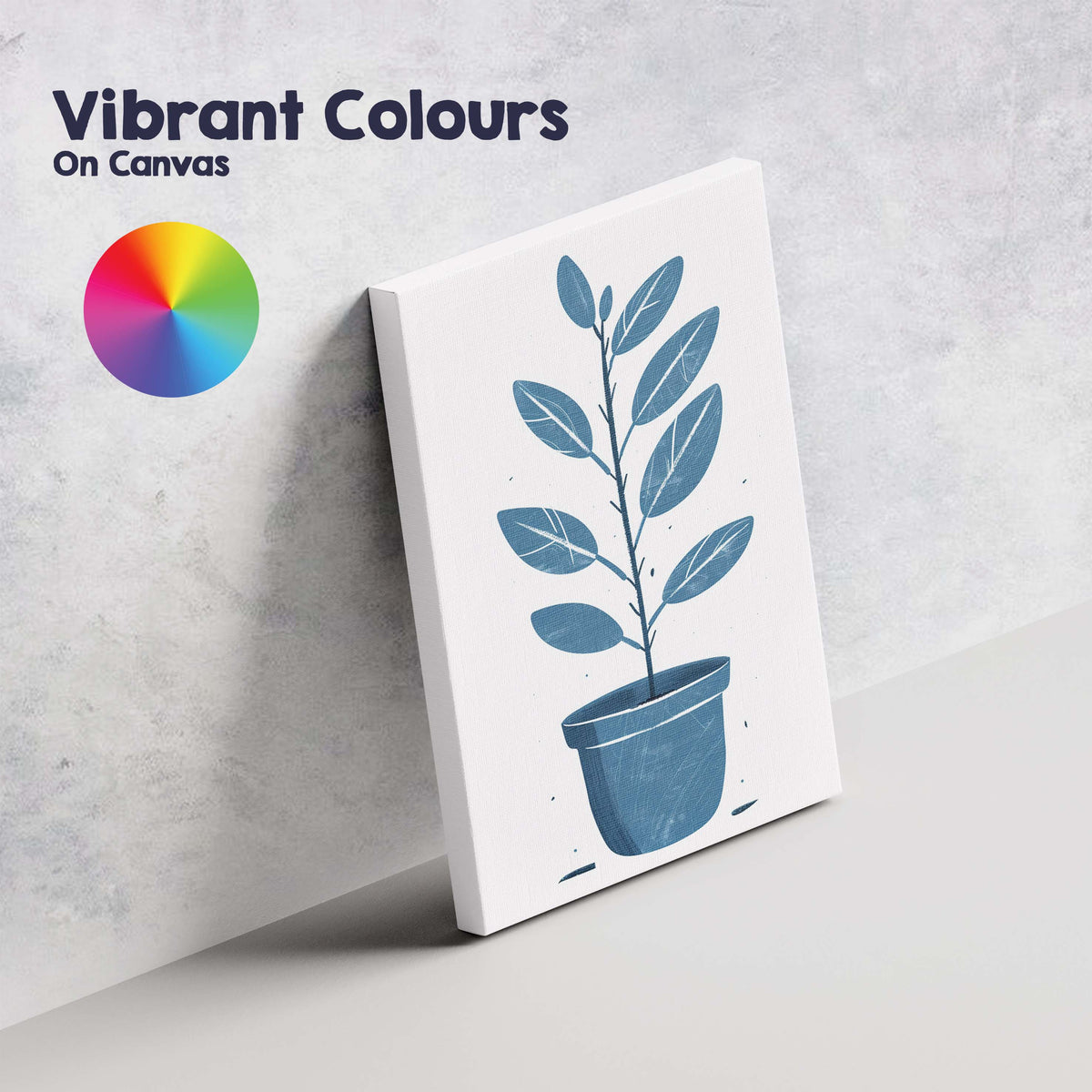 Minimalist Blue Potted Houseplant Botanical Illustration Scandinavian Style Canvas Wall Art Print Decor Picture Ready to Hang