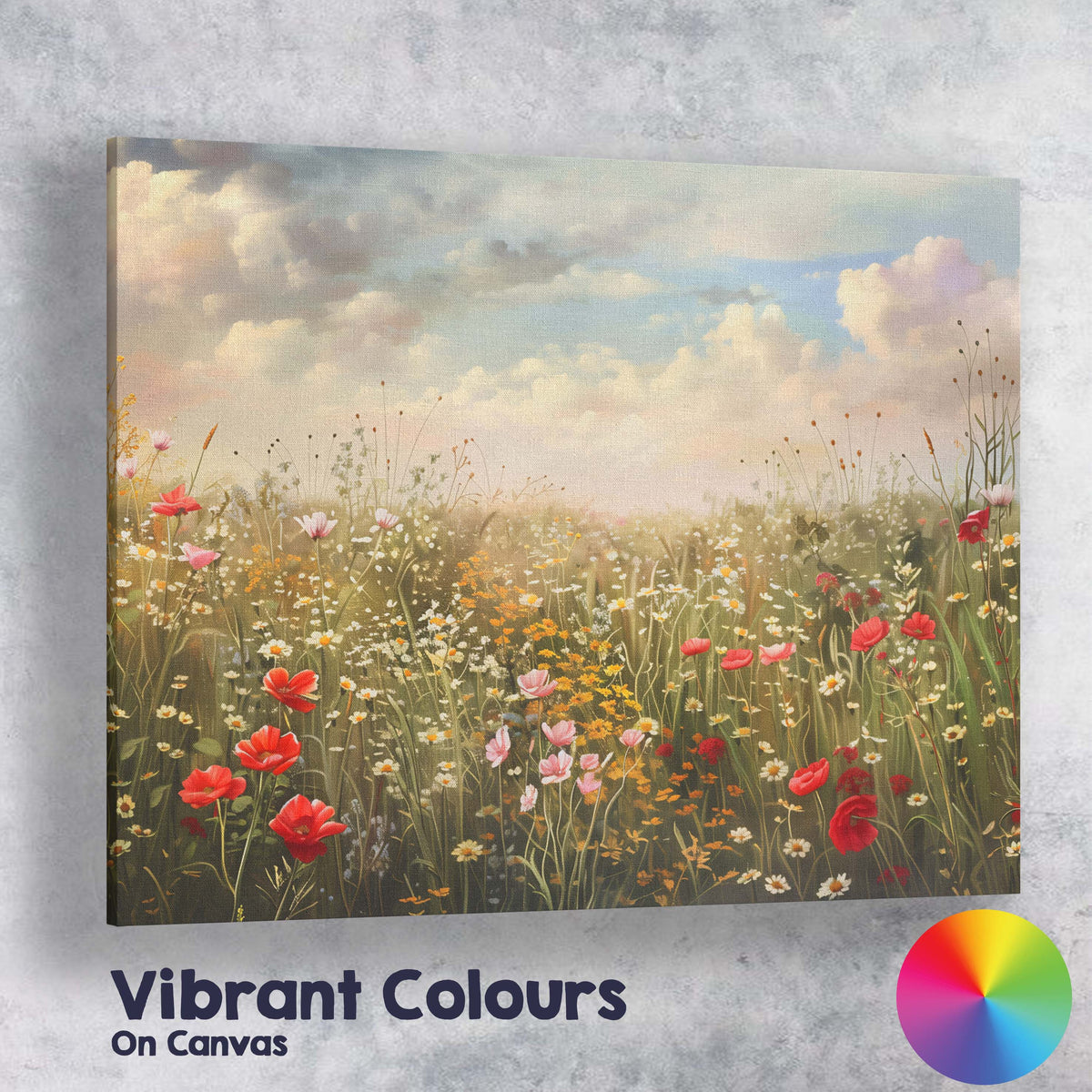 Romantic Summer Meadow Poppy And Daisy Floral Painting Canvas Wall Art Print Decor Picture Ready to Hang