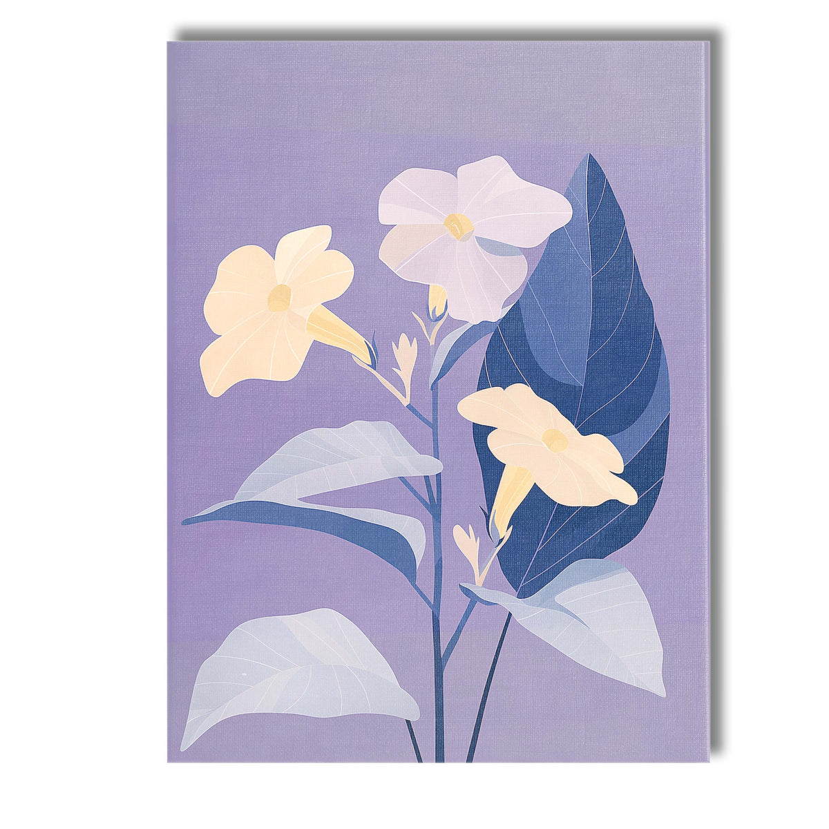 Pastel Lavender Floral Botanical Illustration Blue Leaf Artwork Canvas Wall Art Print Decor Picture Ready to Hang