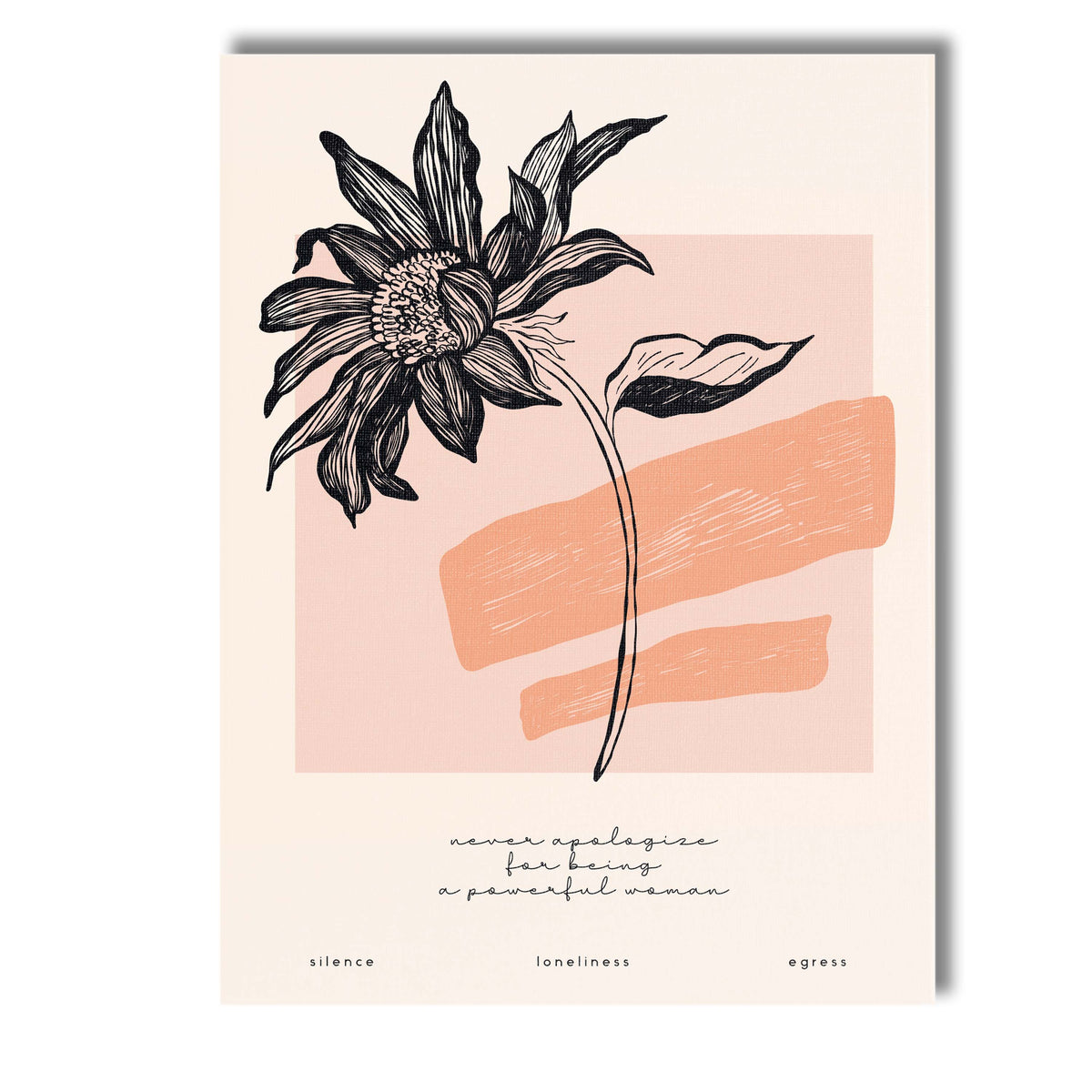 Boho Floral Line Drawing Inspirational Botanical Artwork Canvas Wall Art Print Decor Picture Ready to Hang