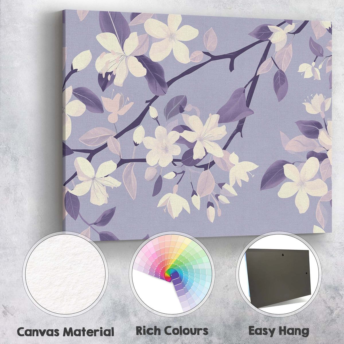Soft Lavender Magnolia Blossom Branch Botanical Artwork Canvas Wall Art Print Decor Picture Ready to Hang