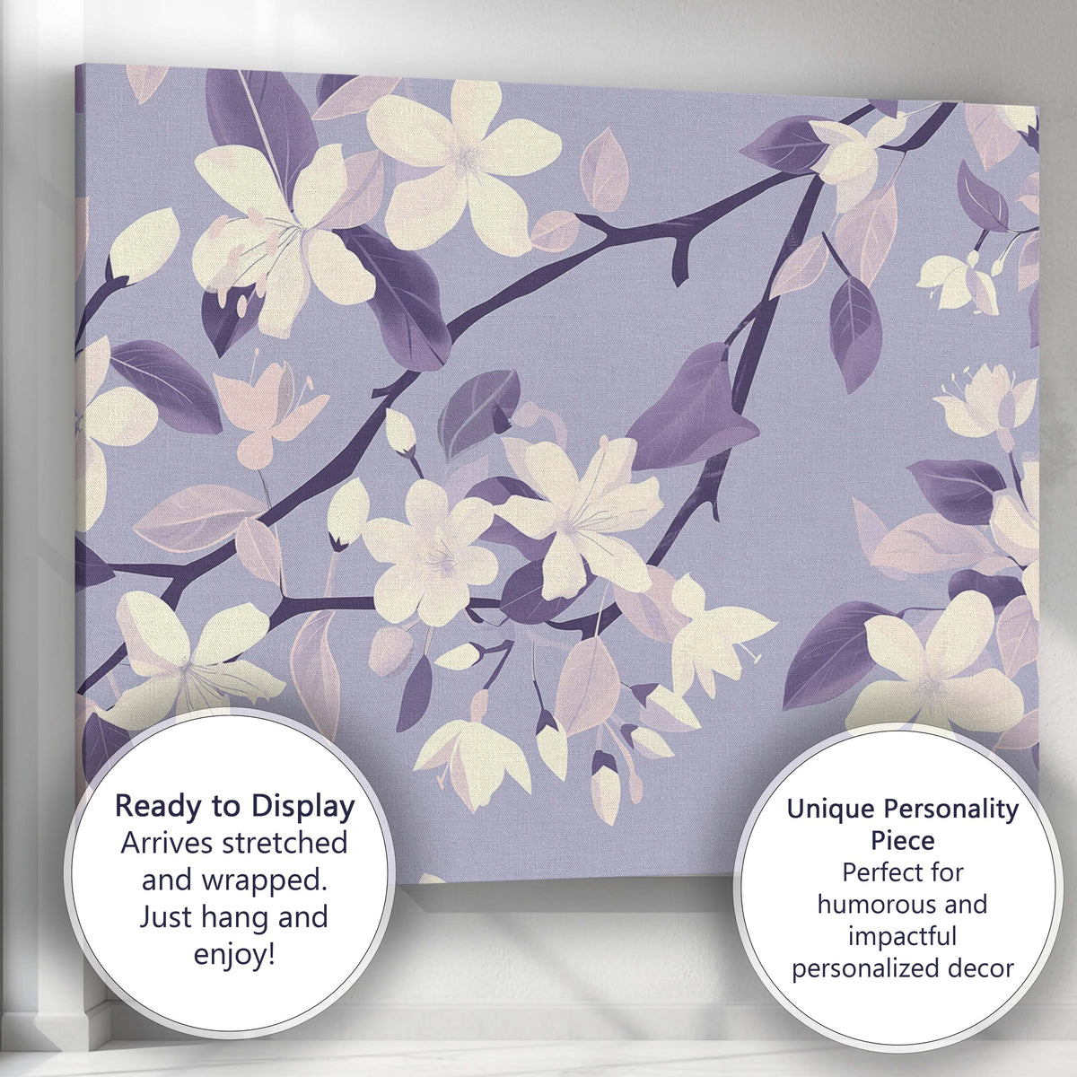 Soft Lavender Magnolia Blossom Branch Botanical Artwork Canvas Wall Art Print Decor Picture Ready to Hang