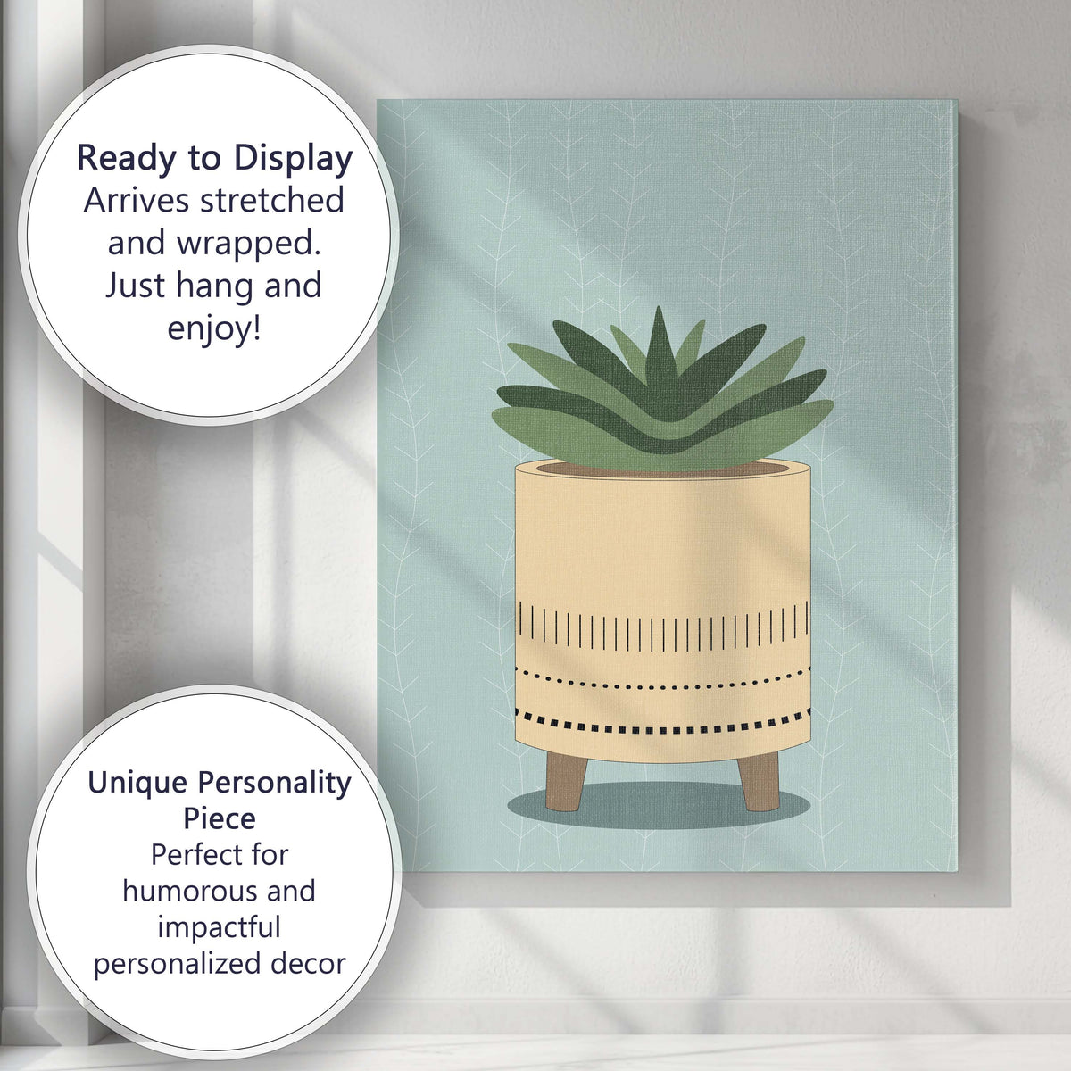Modern Green Succulent Botanical Minimalist Plant Art Canvas Wall Art Print Decor Picture Ready to Hang