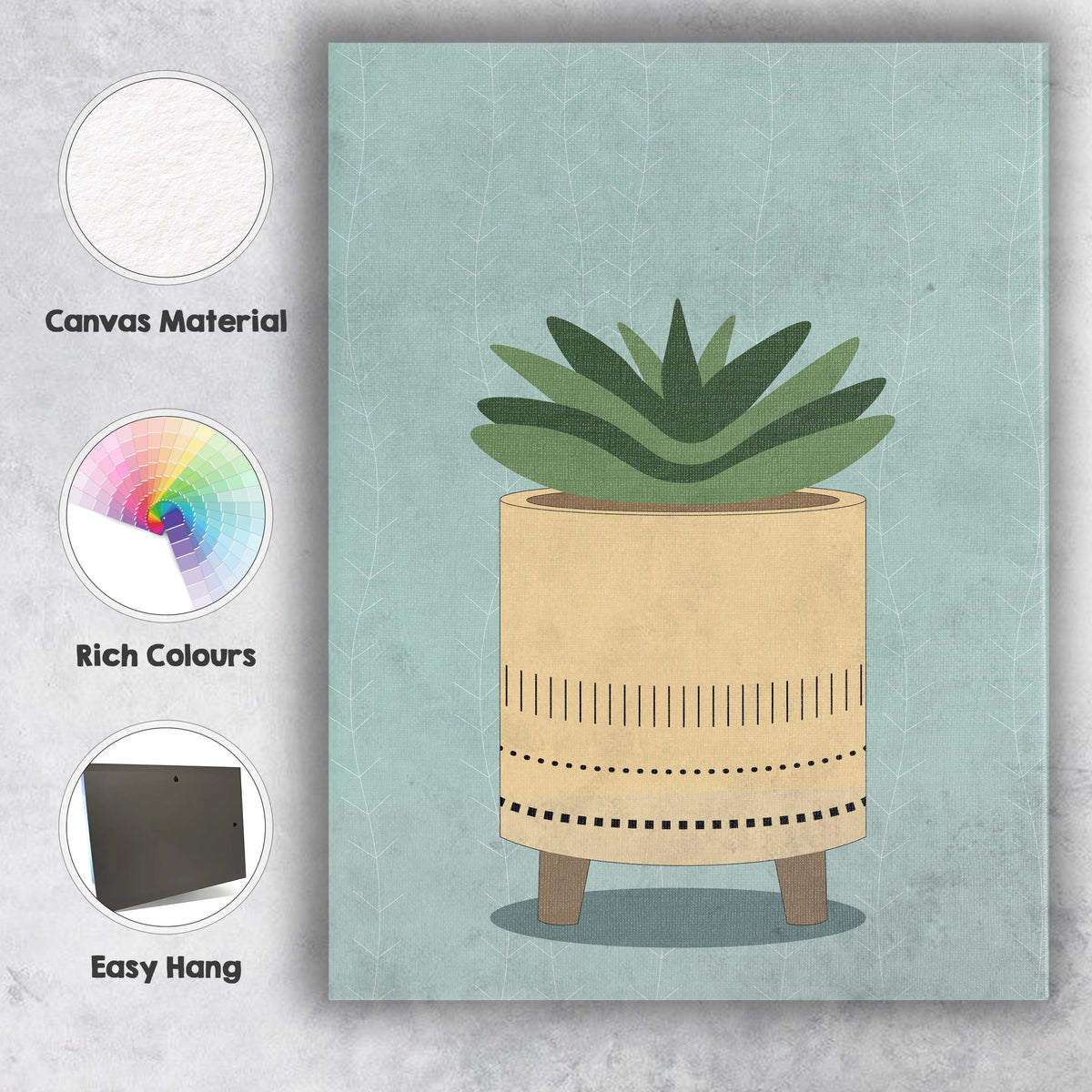 Modern Green Succulent Botanical Minimalist Plant Art Canvas Wall Art Print Decor Picture Ready to Hang