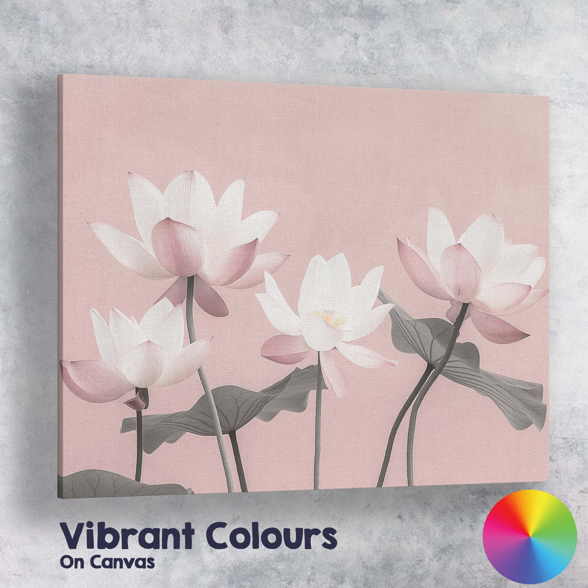 Pastel Pink Lotus Blossom Floral Elegance Artwork Canvas Wall Art Print Decor Picture Ready to Hang