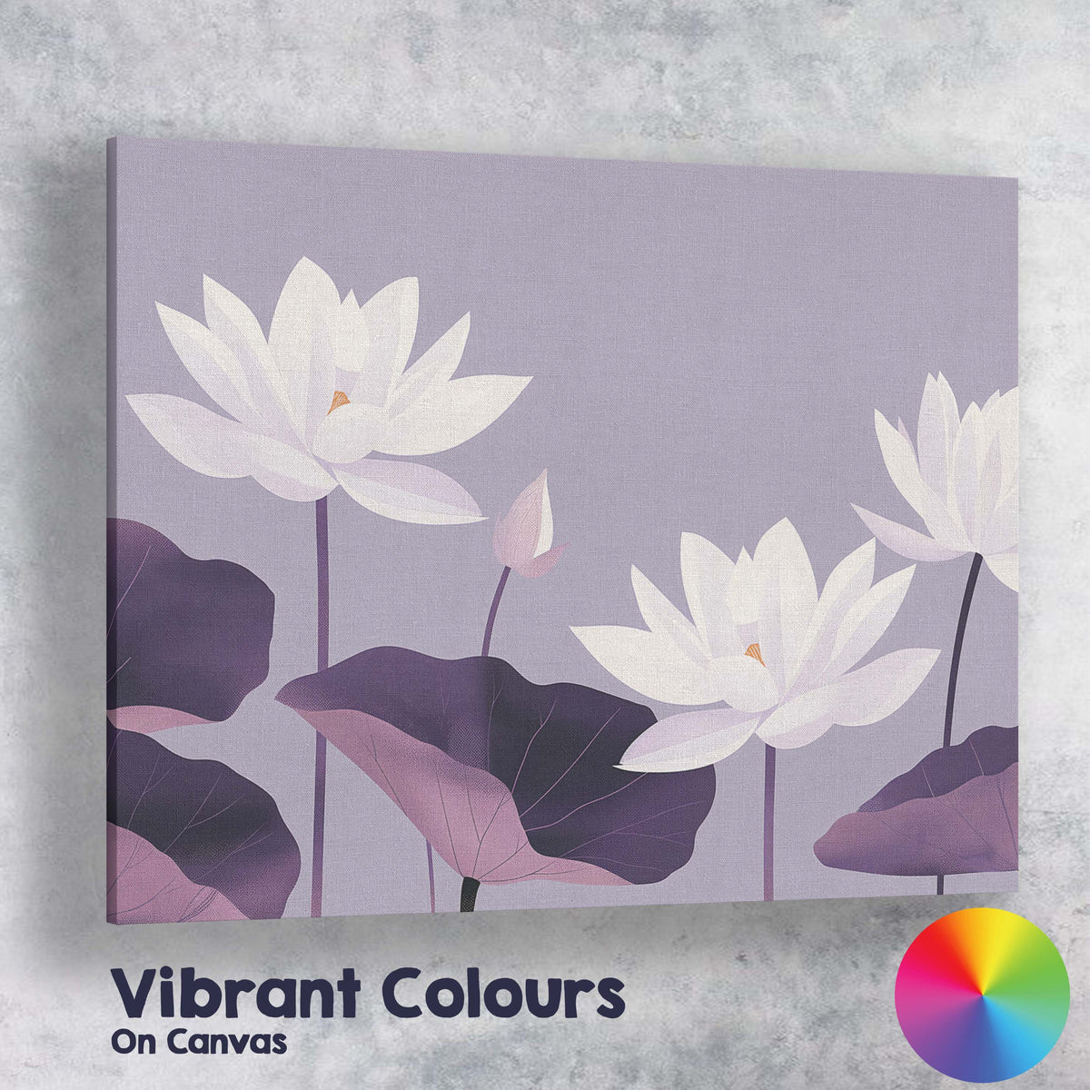 Soft Lilac Lotus Bloom Minimalist Floral Artwork Canvas Wall Art Print Decor Picture Ready to Hang