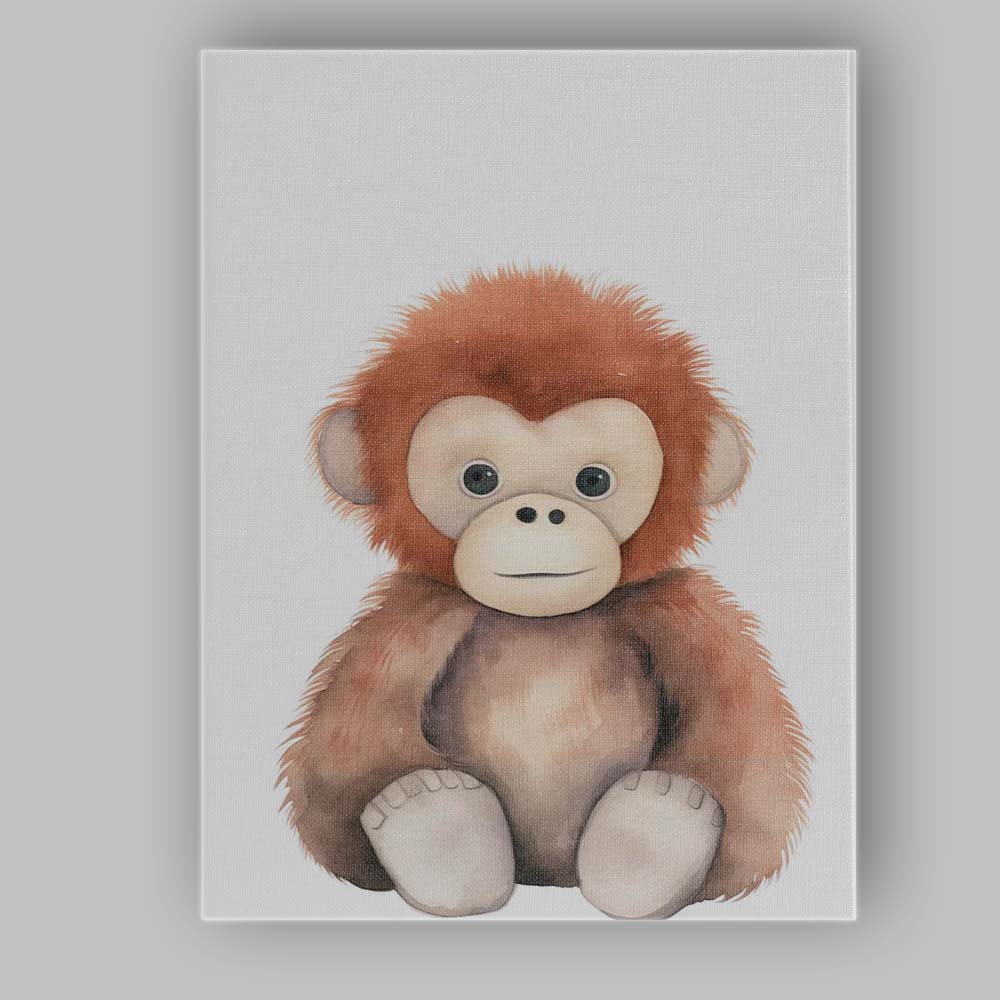 Cute Baby Orangutan Nursery Watercolour Animal Illustration Canvas Wall Art Print Decor Picture Ready to Hang