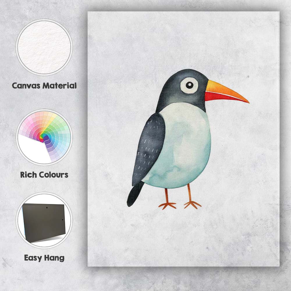 Cute Toucan Watercolour Tropical Bird Illustration Canvas Wall Art Print Decor Picture Ready to Hang