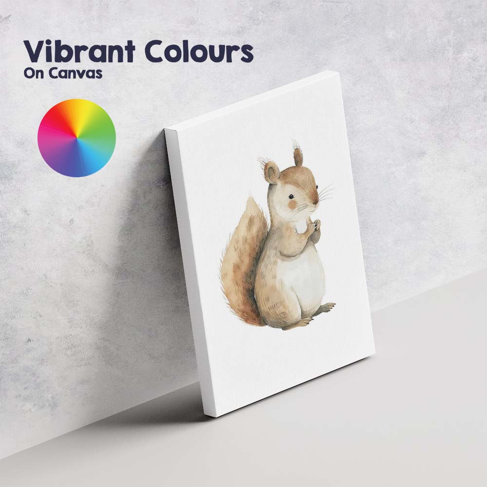 Cute Woodland Squirrel Watercolour Forest Animal Illustration Canvas Wall Art Print Decor Picture Ready to Hang