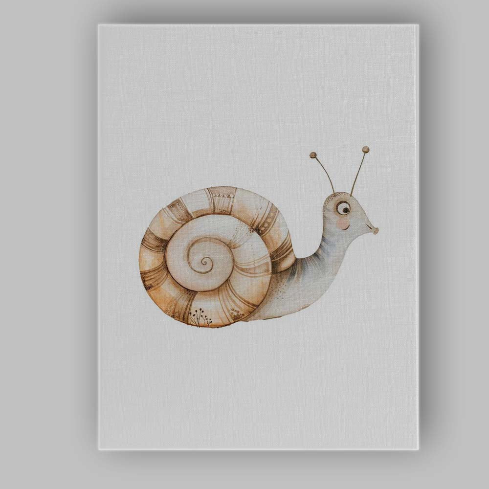 Cute Spiral Shell Snail Watercolour Woodland Animal Illustration Canvas Wall Art Print Decor Picture Ready to Hang