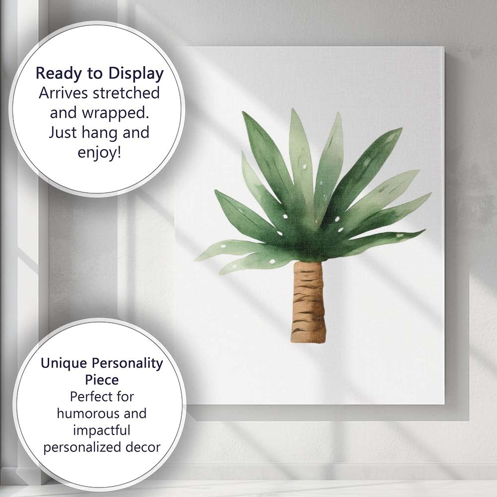 Tropical Green Palm Plant Watercolour Botanical Nursery Canvas Wall Art Print Decor Picture Ready to Hang