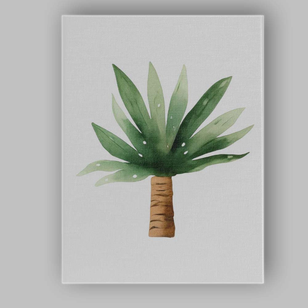 Tropical Green Palm Plant Watercolour Botanical Nursery Canvas Wall Art Print Decor Picture Ready to Hang