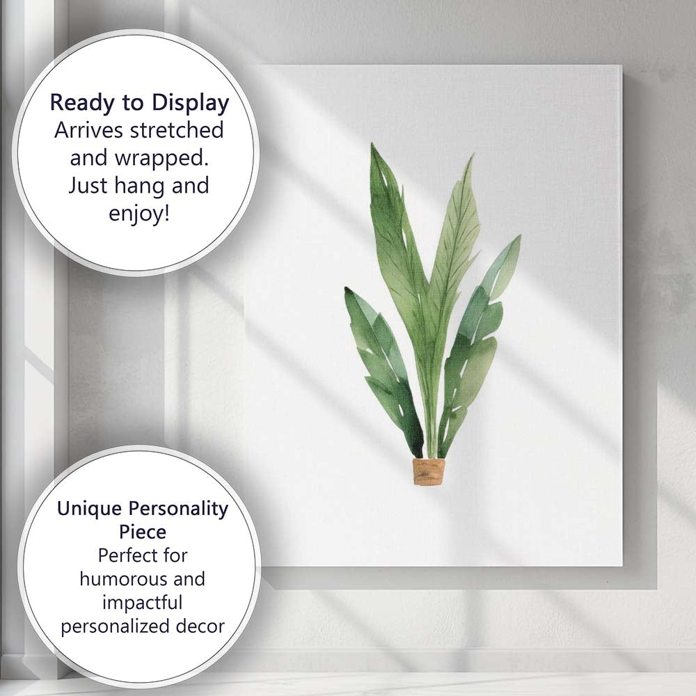 Minimal Tropical Leaf Plant Watercolour Botanical Nursery Canvas Wall Art Print Decor Picture Ready to Hang