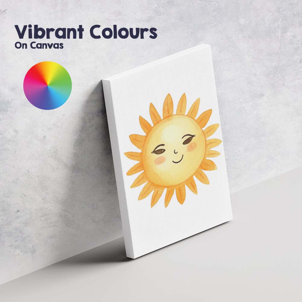 Cute Smiling Sunshine Watercolour Nursery Illustration Canvas Wall Art Print Decor Picture Ready to Hang