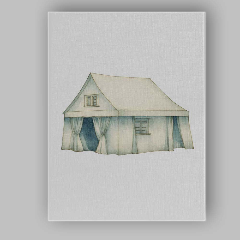 Watercolour Safari Glamping Tent Nursery Illustration Canvas Wall Art Print Decor Picture Ready to Hang
