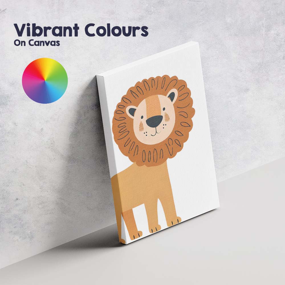 Minimal Safari Lion Nursery Animal Illustration Canvas Wall Art Print Decor Picture Ready to Hang
