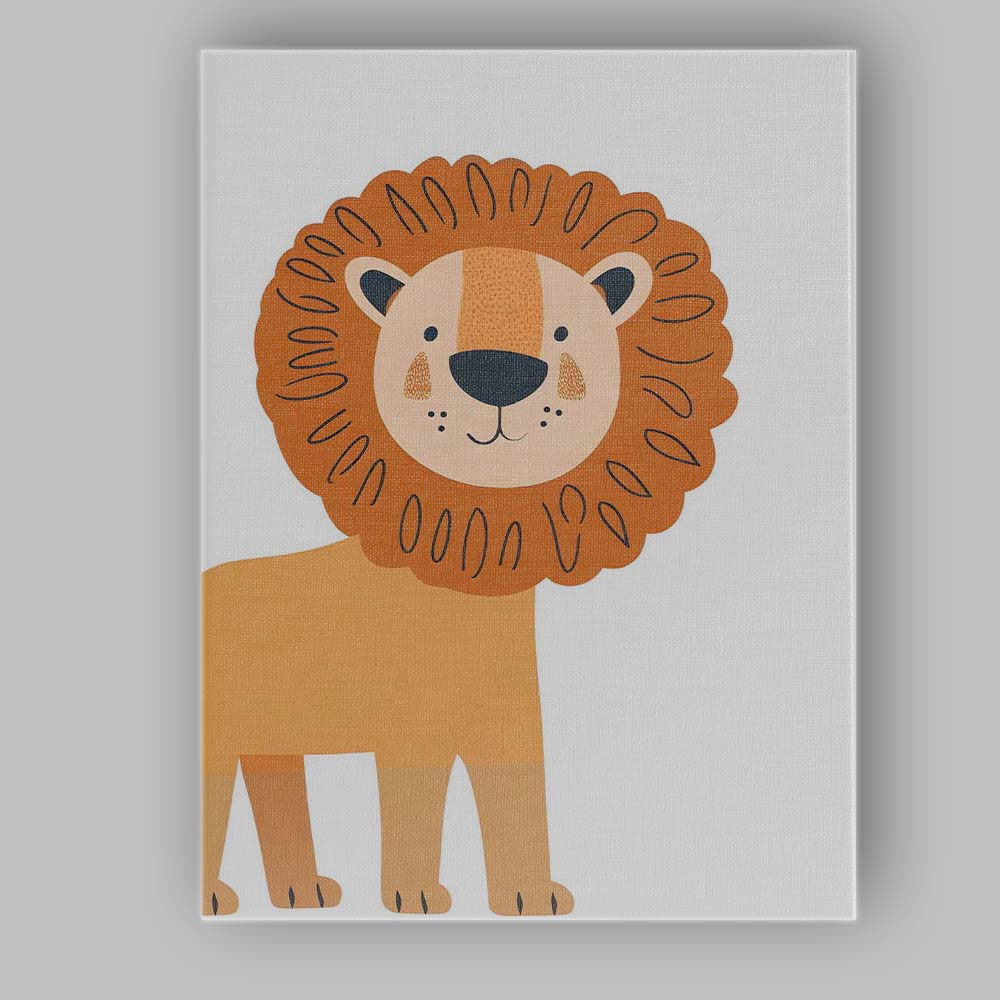 Minimal Safari Lion Nursery Animal Illustration Canvas Wall Art Print Decor Picture Ready to Hang