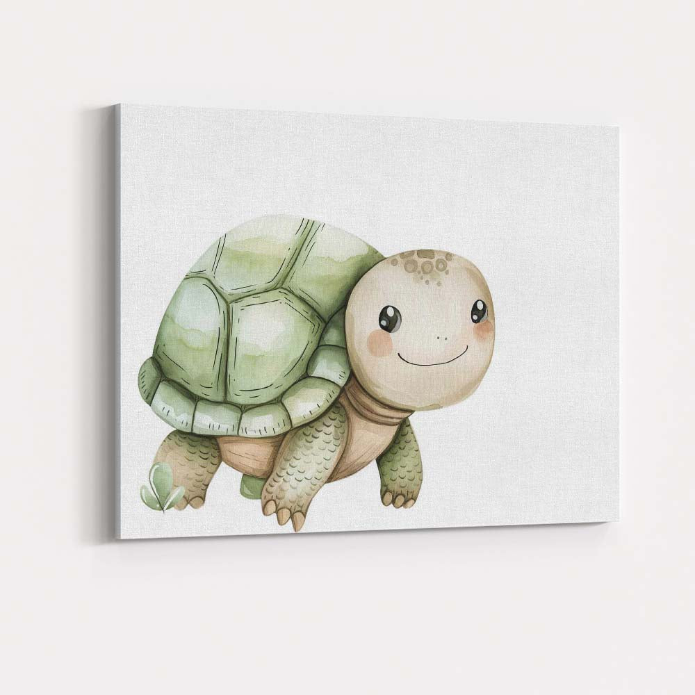 Cute Watercolour Baby Tortoise Nursery Illustration Canvas Wall Art Print Decor Picture Ready to Hang