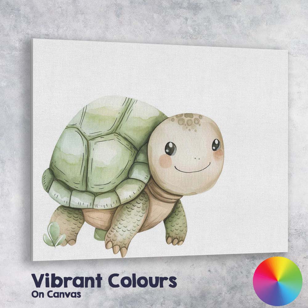 Cute Watercolour Baby Tortoise Nursery Illustration Canvas Wall Art Print Decor Picture Ready to Hang
