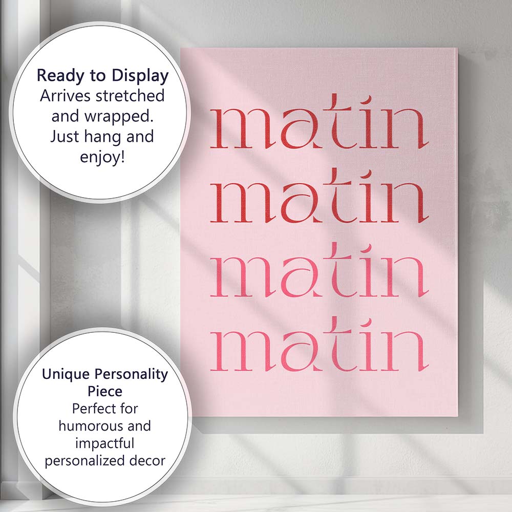 Minimalist Pink Typography Repeating Matin Quote Canvas Wall Art Print Decor Picture Ready to Hang