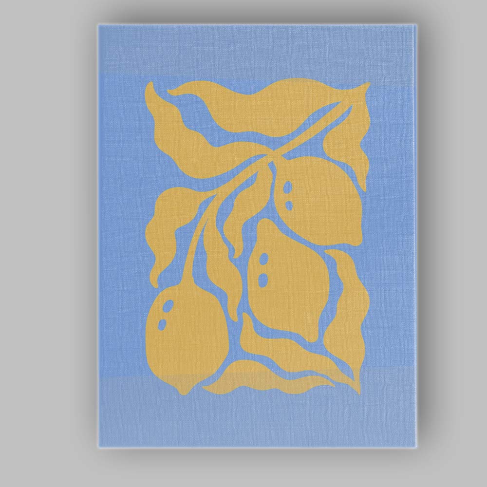 Minimalist Lemon Branch Botanical Blue Kitchen Print Canvas Wall Art Print Decor Picture Ready to Hang