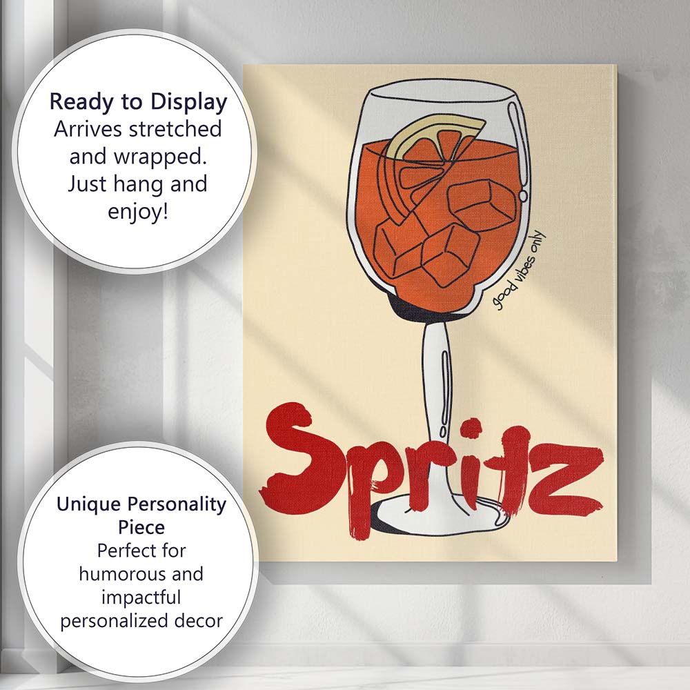 Minimalist Spritz Cocktail Glass Line Art Poster Canvas Wall Art Print Decor Picture Ready to Hang
