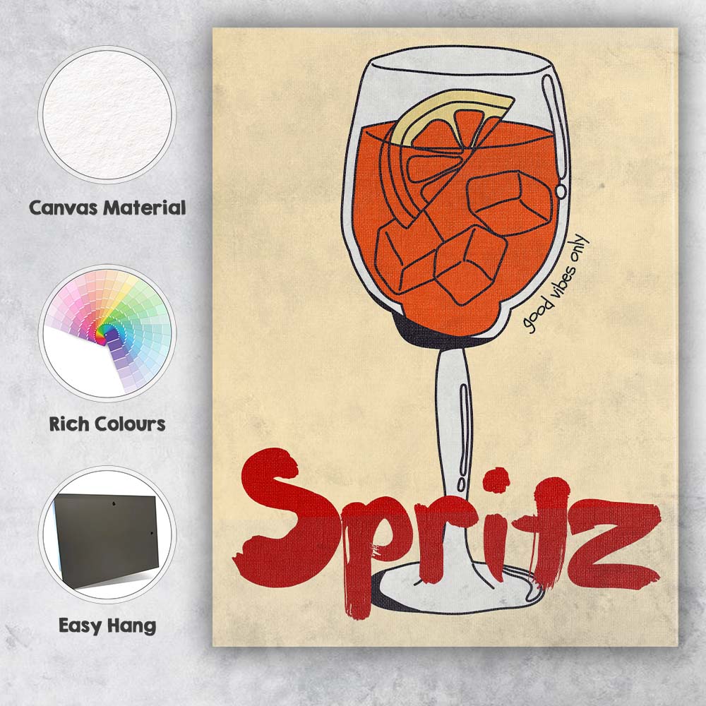 Minimalist Spritz Cocktail Glass Line Art Poster Canvas Wall Art Print Decor Picture Ready to Hang