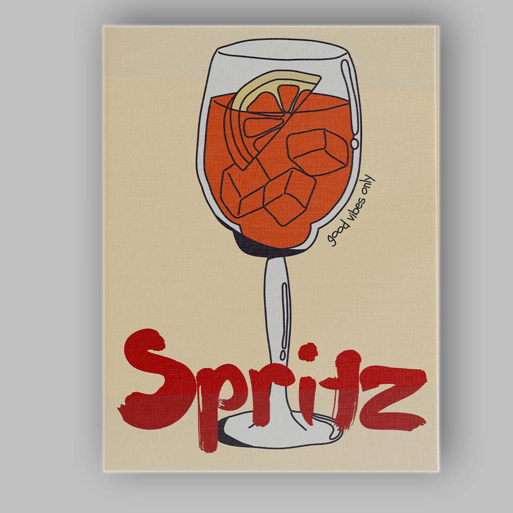 Minimalist Spritz Cocktail Glass Line Art Poster Canvas Wall Art Print Decor Picture Ready to Hang