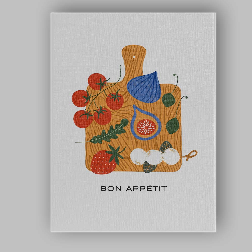 Rustic Charcuterie Board Fruit and Cheese Kitchen Illustration Canvas Wall Art Print Decor Picture Ready to Hang